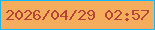 文字の大きさ：1、枠の色：17b7fb、背景の色：f4ad5d、文字の色：b34635 無料ブログパーツのブログ時計