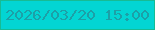文字の大きさ：4、枠の色：17bb94、背景の色：03d5d3、文字の色：1ca0a7 無料ブログパーツのブログ時計