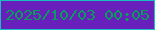 文字の大きさ：2、枠の色：17bfc1、背景の色：681fbb、文字の色：079e5c 無料ブログパーツのブログ時計