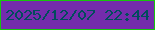 文字の大きさ：3、枠の色：17c50d、背景の色：742cac、文字の色：014c5c 無料ブログパーツのブログ時計