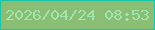 文字の大きさ：3、枠の色：17c5a8、背景の色：8bbe75、文字の色：a1e5af 無料ブログパーツのブログ時計