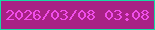 文字の大きさ：5、枠の色：17daa3、背景の色：a82185、文字の色：f04eea 無料ブログパーツのブログ時計