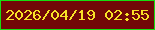 文字の大きさ：5、枠の色：17de11、背景の色：720807、文字の色：f8e227 無料ブログパーツのブログ時計