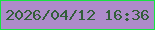 文字の大きさ：5、枠の色：17e243、背景の色：ae8bca、文字の色：335e39 無料ブログパーツのブログ時計