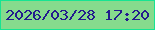 文字の大きさ：4、枠の色：17e492、背景の色：86db8d、文字の色：231b8d 無料ブログパーツのブログ時計