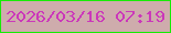 文字の大きさ：3、枠の色：17ec06、背景の色：ceacac、文字の色：cb38ba 無料ブログパーツのブログ時計
