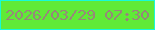 文字の大きさ：4、枠の色：17fad7、背景の色：60ea37、文字の色：97877a 無料ブログパーツのブログ時計