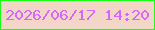 文字の大きさ：3、枠の色：17fe17、背景の色：f2d7c8、文字の色：d568fa 無料ブログパーツのブログ時計