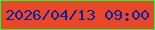 文字の大きさ：4、枠の色：17ff37、背景の色：ea4628、文字の色：03269f 無料ブログパーツのブログ時計