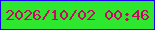 文字の大きさ：4、枠の色：1801f5、背景の色：2de82f、文字の色：c90866 無料ブログパーツのブログ時計