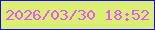 文字の大きさ：2、枠の色：1808e7、背景の色：dbef74、文字の色：e15bf4 無料ブログパーツのブログ時計
