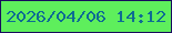 文字の大きさ：1、枠の色：180c5d、背景の色：5eef5c、文字の色：0e6c93 無料ブログパーツのブログ時計