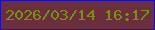 文字の大きさ：5、枠の色：180fc3、背景の色：6b2e3b、文字の色：799018 無料ブログパーツのブログ時計