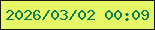 文字の大きさ：5、枠の色：18170b、背景の色：e6f667、文字の色：097e53 無料ブログパーツのブログ時計