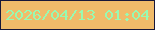 文字の大きさ：5、枠の色：181739、背景の色：f0bb6a、文字の色：98fab2 無料ブログパーツのブログ時計