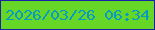 文字の大きさ：1、枠の色：1822a4、背景の色：66d726、文字の色：069ac5 無料ブログパーツのブログ時計