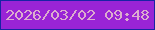 文字の大きさ：4、枠の色：1823a5、背景の色：9924d6、文字の色：dcacce 無料ブログパーツのブログ時計