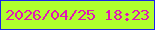文字の大きさ：3、枠の色：1825ea、背景の色：aeff2e、文字の色：e117b5 無料ブログパーツのブログ時計