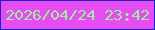 文字の大きさ：5、枠の色：1826c3、背景の色：e74cf2、文字の色：9fee9d 無料ブログパーツのブログ時計