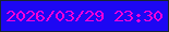 文字の大きさ：5、枠の色：182730、背景の色：1d07f3、文字の色：f900dc 無料ブログパーツのブログ時計
