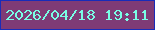 文字の大きさ：1、枠の色：182cb9、背景の色：7f3b76、文字の色：79fee5 無料ブログパーツのブログ時計