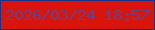 文字の大きさ：4、枠の色：18348c、背景の色：d9140b、文字の色：67408b 無料ブログパーツのブログ時計