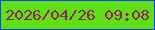 文字の大きさ：4、枠の色：1840f9、背景の色：5de115、文字の色：91235c 無料ブログパーツのブログ時計