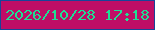 文字の大きさ：5、枠の色：184499、背景の色：bf0d66、文字の色：1fdf94 無料ブログパーツのブログ時計