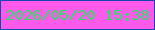 文字の大きさ：5、枠の色：1846ae、背景の色：fd59eb、文字の色：29e466 無料ブログパーツのブログ時計