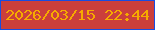文字の大きさ：2、枠の色：184de1、背景の色：cb3f3b、文字の色：f6aa00 無料ブログパーツのブログ時計