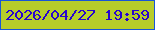 文字の大きさ：5、枠の色：1856d7、背景の色：b7cd2a、文字の色：2803cf 無料ブログパーツのブログ時計