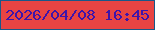 文字の大きさ：3、枠の色：185889、背景の色：e84443、文字の色：3e14aa 無料ブログパーツのブログ時計