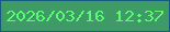 文字の大きさ：2、枠の色：185a7c、背景の色：3e9b67、文字の色：59ff70 無料ブログパーツのブログ時計