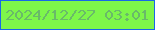文字の大きさ：1、枠の色：1867e8、背景の色：7ef64a、文字の色：69ba69 無料ブログパーツのブログ時計