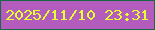 文字の大きさ：2、枠の色：186845、背景の色：b35cbe、文字の色：e6ff30 無料ブログパーツのブログ時計