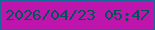 文字の大きさ：1、枠の色：186899、背景の色：be15ac、文字の色：015356 無料ブログパーツのブログ時計