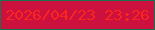 文字の大きさ：2、枠の色：187252、背景の色：cc113e、文字の色：f9251e 無料ブログパーツのブログ時計
