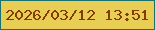 文字の大きさ：5、枠の色：18736e、背景の色：e8ce54、文字の色：823d02 無料ブログパーツのブログ時計