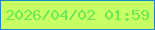 文字の大きさ：4、枠の色：188cca、背景の色：c8ff65、文字の色：67ea53 無料ブログパーツのブログ時計