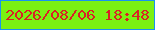 文字の大きさ：4、枠の色：1893f0、背景の色：7af112、文字の色：da2025 無料ブログパーツのブログ時計