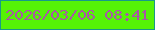 文字の大きさ：1、枠の色：189989、背景の色：55f306、文字の色：a858a5 無料ブログパーツのブログ時計