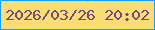 文字の大きさ：1、枠の色：189ef9、背景の色：fadd75、文字の色：744b78 無料ブログパーツのブログ時計