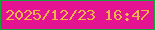 文字の大きさ：4、枠の色：18a33b、背景の色：e31391、文字の色：f0b447 無料ブログパーツのブログ時計