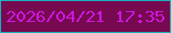 文字の大きさ：4、枠の色：18b0bb、背景の色：76094f、文字の色：d015e0 無料ブログパーツのブログ時計