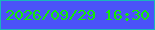 文字の大きさ：4、枠の色：18b6bc、背景の色：4b52f8、文字の色：14ed05 無料ブログパーツのブログ時計