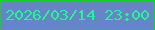 文字の大きさ：4、枠の色：18ce2d、背景の色：6685c9、文字の色：20f990 無料ブログパーツのブログ時計