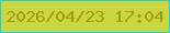 文字の大きさ：5、枠の色：18d1d9、背景の色：cbd643、文字の色：9ea00b 無料ブログパーツのブログ時計