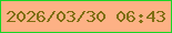 文字の大きさ：5、枠の色：18d527、背景の色：fdb185、文字の色：7e6e11 無料ブログパーツのブログ時計