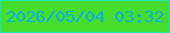 文字の大きさ：5、枠の色：18e6a7、背景の色：45dc2d、文字の色：08b3dd 無料ブログパーツのブログ時計