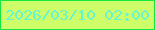 文字の大きさ：4、枠の色：18e741、背景の色：cdfe69、文字の色：67f5cf 無料ブログパーツのブログ時計